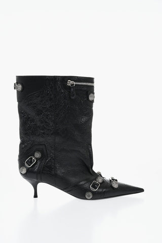 Leather Ankle Boots CAGOLE WIDE With Studs 5cm