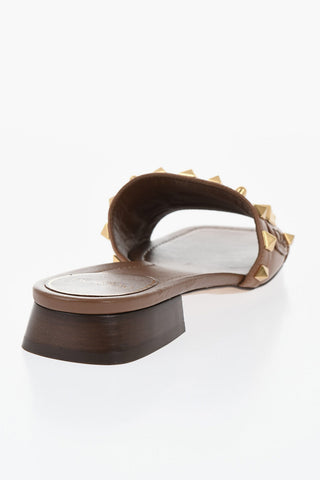 Leather Slides with Studded Strap