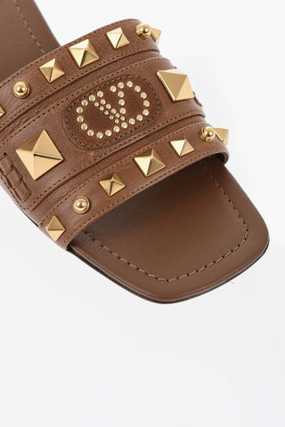 Leather Slides with Studded Strap