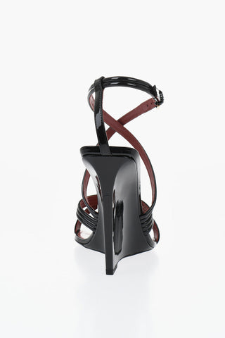 Patent Leather Wedge Sandals with 11cm Heel