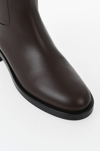 Leather Knee-High Boots With Logo Strap