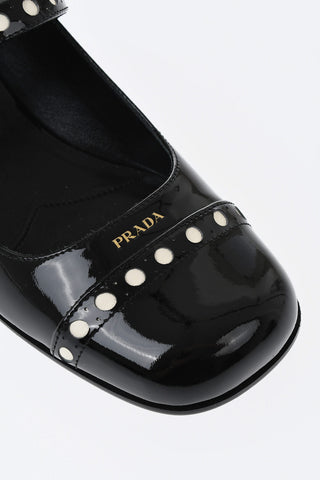 Patent Mary Jane pumps with brogue details 4cm