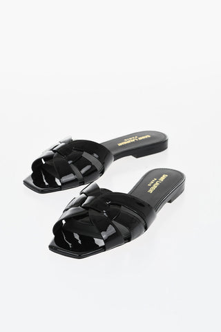 Patent Leather Slides with Leather Sole