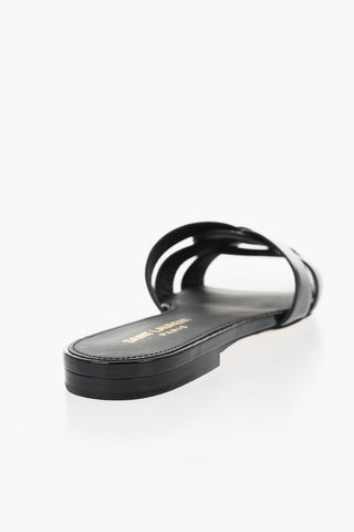Patent Leather Slides with Leather Sole
