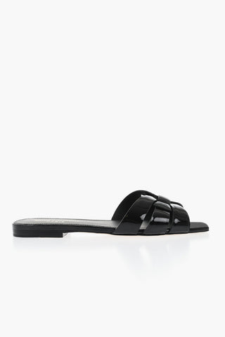 Patent Leather Slides with Leather Sole