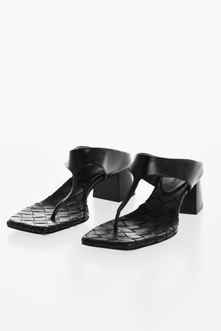 Woven Leather Thong Sandals 6cm