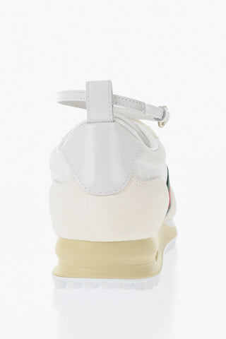 Suede sneakers with ankle strap