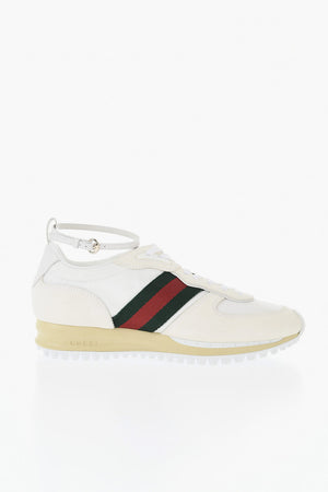 Sneakers in Suede con Cinturino alla Caviglia
