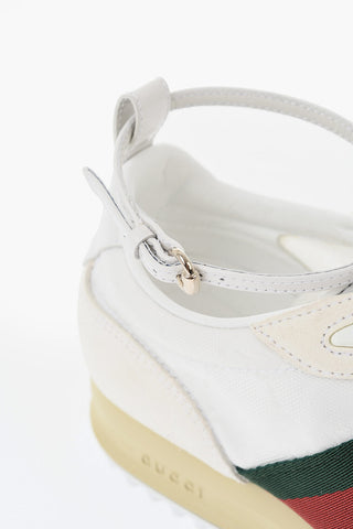 Suede sneakers with ankle strap