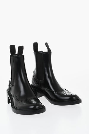 Stivaletti Chelsea in Pelle Brogue 5cm