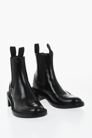 Chelsea Boots in Brogue Leather with 5cm Heel