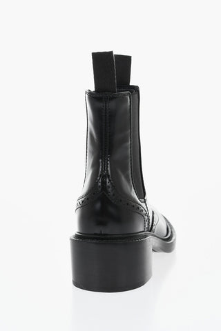 Chelsea Boots in Brogue Leather with 5cm Heel