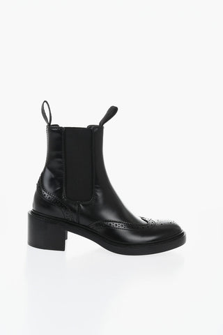 Chelsea Boots in Brogue Leather with 5cm Heel