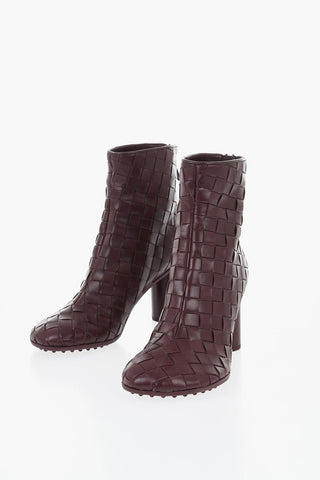 Woven Leather Ankle Boots ATOMIC with Cylindrical Heel 8cm