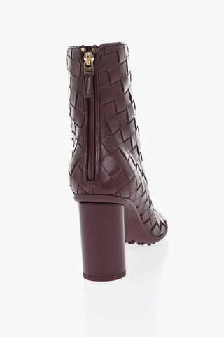 Woven Leather Ankle Boots ATOMIC with Cylindrical Heel 8cm