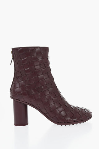 Woven Leather Ankle Boots ATOMIC with Cylindrical Heel 8cm