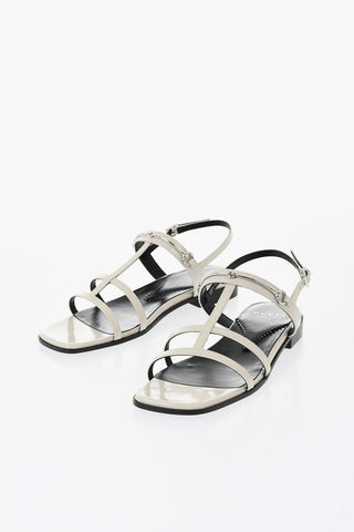 Flat leather sandals with front bit