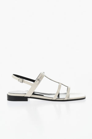 Sandali Flat in Pelle con Morsetto Frontale