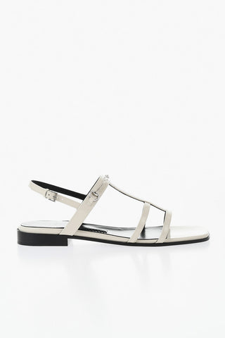 Flat leather sandals with front bit
