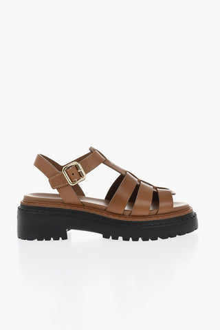 Sandalen aus Leder mit Profilsohle
