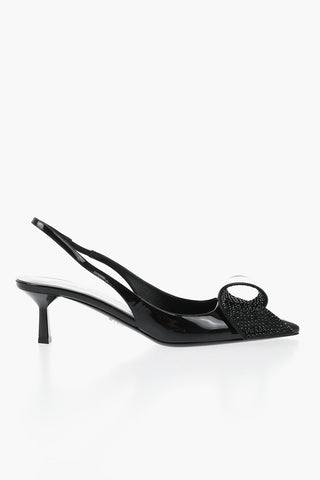 Patent Slingbacks with 6cm Rigid Rhinestone Detail