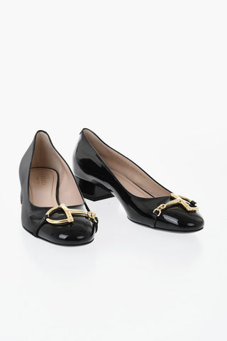 Patent ballet flats with front bit