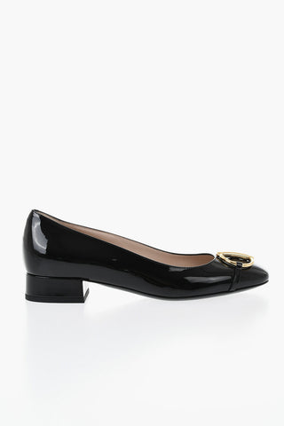 Patent ballet flats with front bit