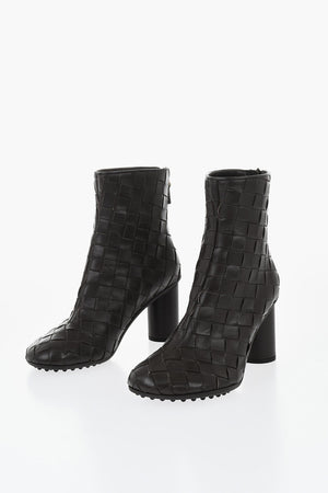 Woven Leather Ankle Boots ATOMIC with Cylindrical Heel 8cm