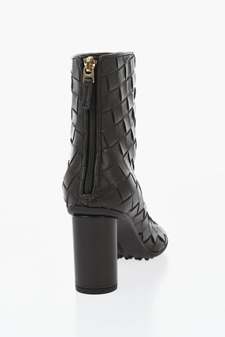 Woven Leather Ankle Boots ATOMIC with Cylindrical Heel 8cm