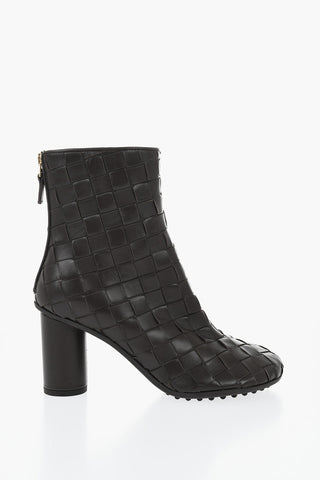 Woven Leather Ankle Boots ATOMIC with Cylindrical Heel 8cm