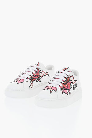 Sneakers TATTOOED in Pelle con Suola in Gomma