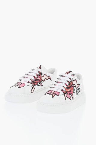 Leather Sneakers TATTOOED with Rubber Sole