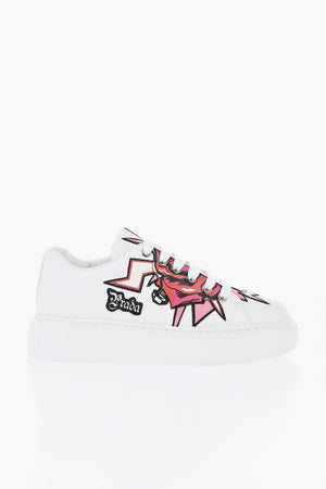 Sneakers TATTOOED in Pelle con Suola in Gomma