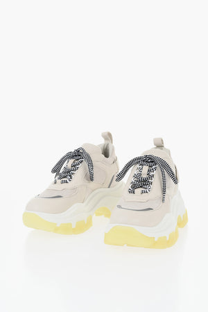 Sneakers Platform in Suede con Dettaglio in Velcro