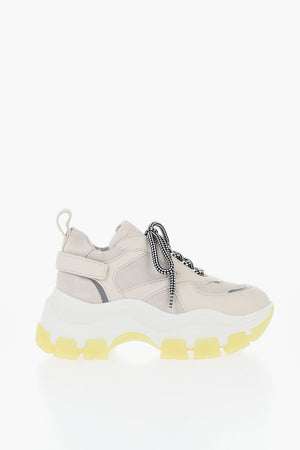 Sneakers Platform in Suede con Dettaglio in Velcro