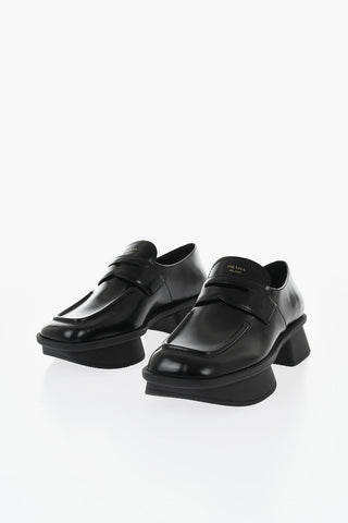 Brushed Leather Penny Loafers with Platform Sole