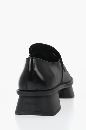 Brushed Leather Penny Loafers with Platform Sole