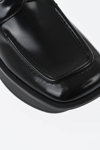 Brushed Leather Penny Loafers with Platform Sole