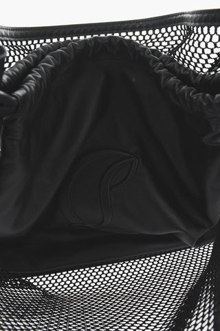 Perforated-Fabric Shoulder Bag With Leather Trims