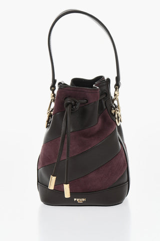 Two-Tone Leather and Suede Bucket Bag MON TRESOR