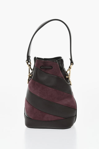 Two-Tone Leather and Suede Bucket Bag MON TRESOR