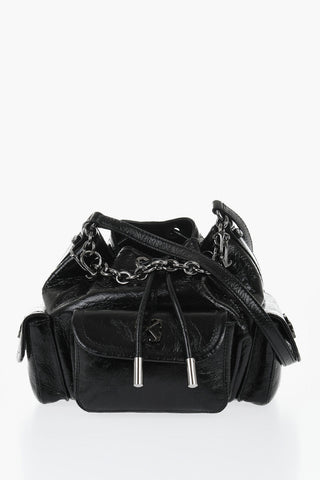 Leder-Beuteltasche mit Craquelé-Effekt DUMBO mit Metalldetails