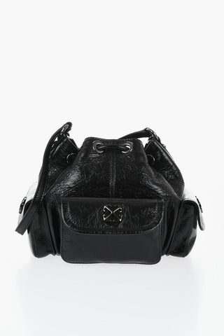 Leder-Beuteltasche mit Craquelé-Effekt DUMBO mit Metalldetails