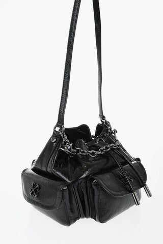 Leder-Beuteltasche mit Craquelé-Effekt DUMBO mit Metalldetails
