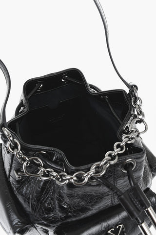 Leder-Beuteltasche mit Craquelé-Effekt DUMBO mit Metalldetails