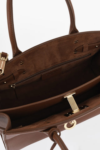 Hammered Leather Handbag with Gold Detail