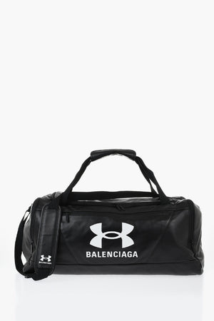 Leather Gym Bag With Contrast Logo