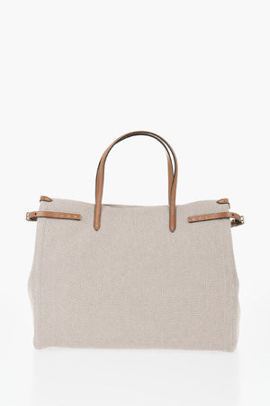 GARAVANI Borsa Bicolore in Canvas Con Finiture in Pelle