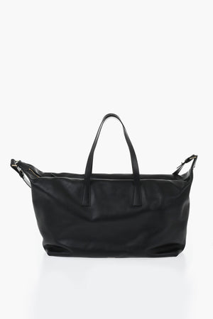 Maxi Borsa a Spalla in Pelle con Monogram Iconico Effetto Dorato