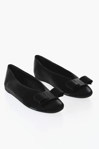 BALLERINA BY FERRAGAMO Ballerinas VANNA aus Leder mit tonalem Schleifenbesatz